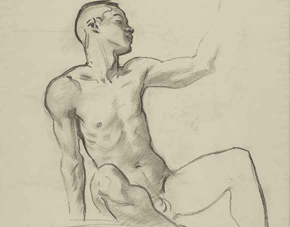 detail of John Singer Sargent's Study of a Seated Male Nude