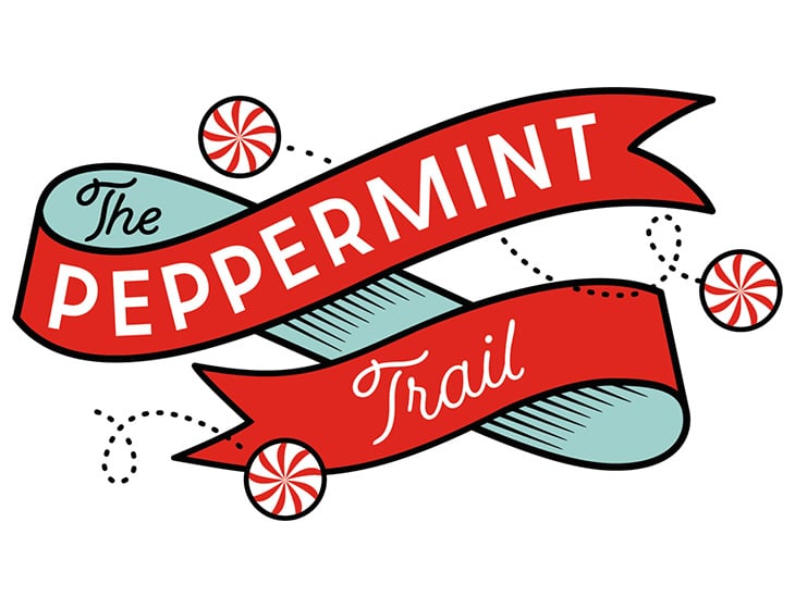 Red banner logo reading "The Peppermint Trail"