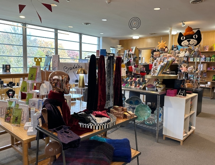 Products and merchandise on display in the Art Center's Museum Shop