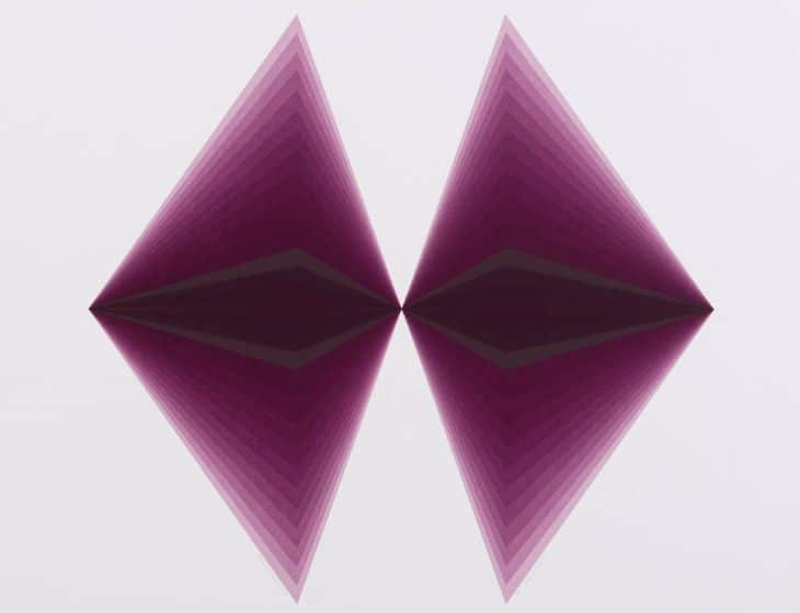 Judy Granitz (American, born 1948) Metamorphose: Violet, 1973 Color silkscreen on paper Des Moines Art Center Permanent Collections; Gift of Mr. and Mrs. Assa Drori, 1978.42