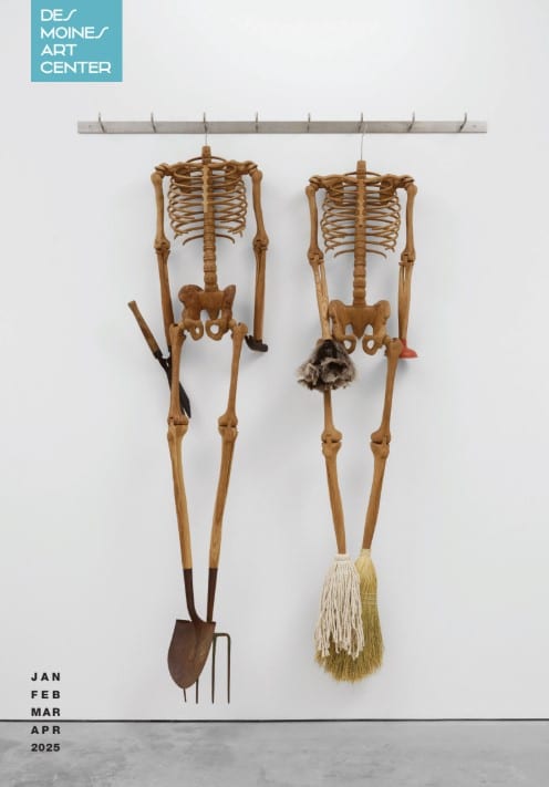 Hugh Hayden (American, born 1983) American Gothic, 2024 White oak, steel, broomcorn, cotton, rubber, ostrich feathers Des Moines Art Center Permanent Collections; Purchased with funds from the Edmundson Art Foundation, Inc., 2024.23 © Hugh Hayden; Courtesy of Lisson Gallery