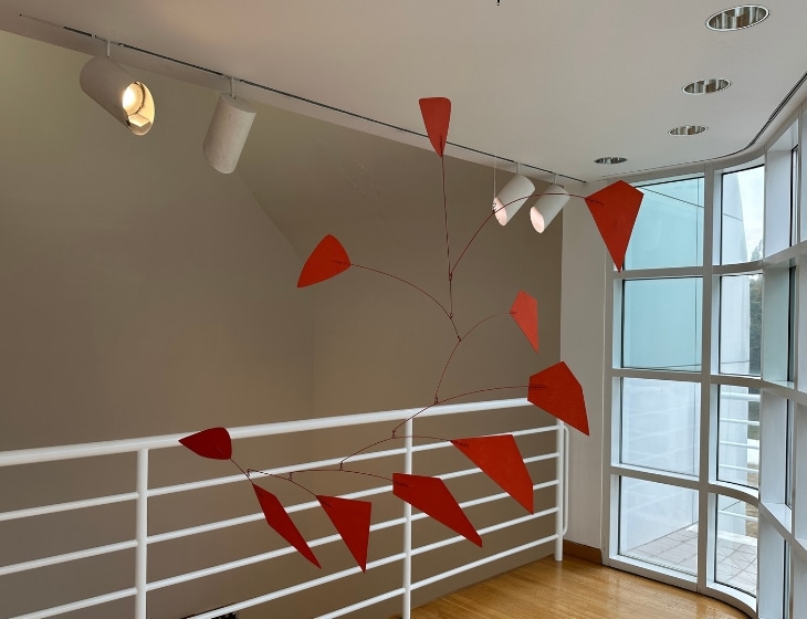 Alexander Calder (American, 1898 - 1976) Holy Red, 1960 Painted sheet metal and steel wire Des Moines Art Center Permanent Collections; Gift of David Kruidenier, Jr. Estate and Elizabeth S. Kruidenier 2002 Revocable Trust, 2012.3