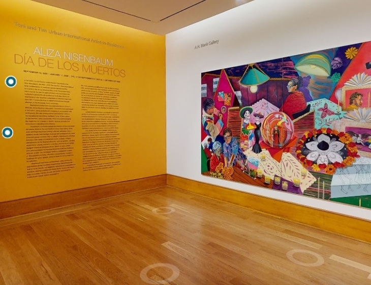 Aliza Nisenbaum: Día de los Muertos virtual tour, screenshot of gallery space.