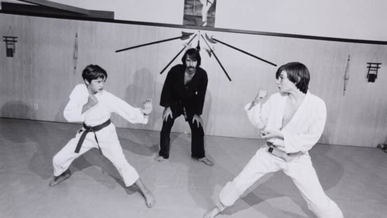 Bill Owens (American, born 1938) Karate is a highly competitive sport, like tennis or boxing. It’s on one. For $30 a month a kid can get some good mental and physical training. He can learn coordination, balance, timing and self-defense. Livermore, California, from the "Leisure" series, 1974 (printed 1999) Gelatin silver print Des Moines Art Center Permanent Collections: The Jeff Perry Photography Collection given in honor of Myron and Jacqueline Blank, 2024.120