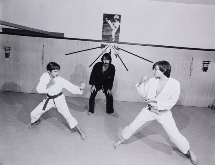 Bill Owens (American, born 1938) Karate is a highly competitive sport, like tennis or boxing. It’s on one. For $30 a month a kid can get some good mental and physical training. He can learn coordination, balance, timing and self-defense. Livermore, California, from the "Leisure" series, 1974 (printed 1999) Gelatin silver print Des Moines Art Center Permanent Collections: The Jeff Perry Photography Collection given in honor of Myron and Jacqueline Blank, 2024.120