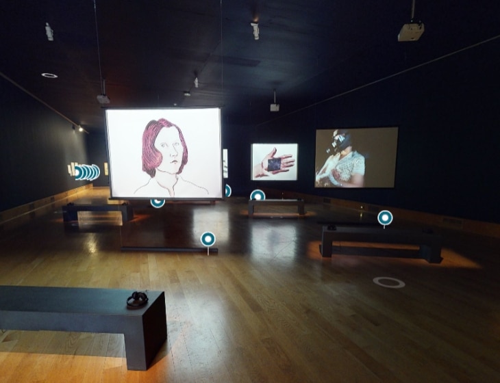 Virtual tour of the exhibition Honey, You’re a Wonderful Model: Maria Lassnig’s Animated Films