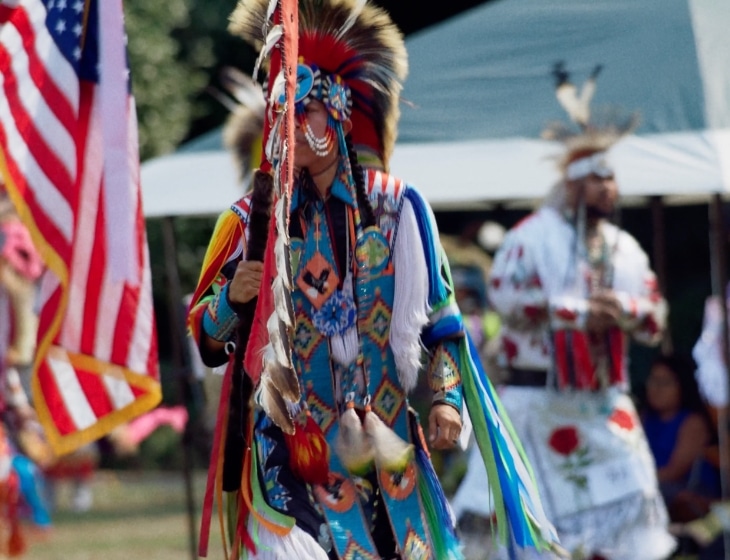 Film still from the documentary "Powwow People" by Sky Hopinka.