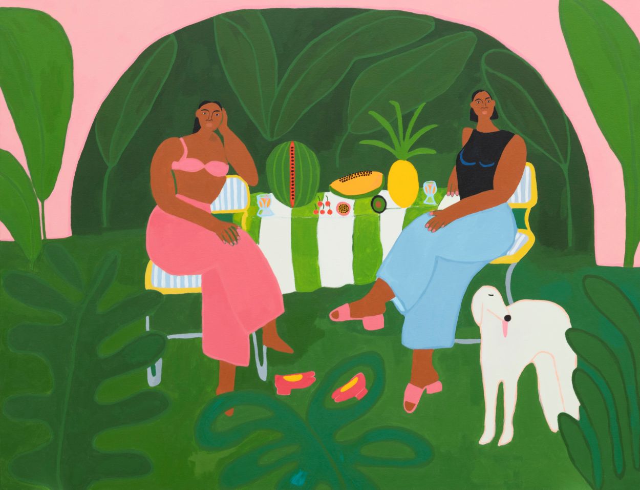Lilian Martinez (Lives and works in Los Angeles). "Garden Club," 2024. Acrylicon canvas. Collection Buffalo AKG Art Museum, Gift of Pamela and David Hornik, 2025 (2025:9). Photo: Brenda Bieger, Buffalo AKG Art Museum.